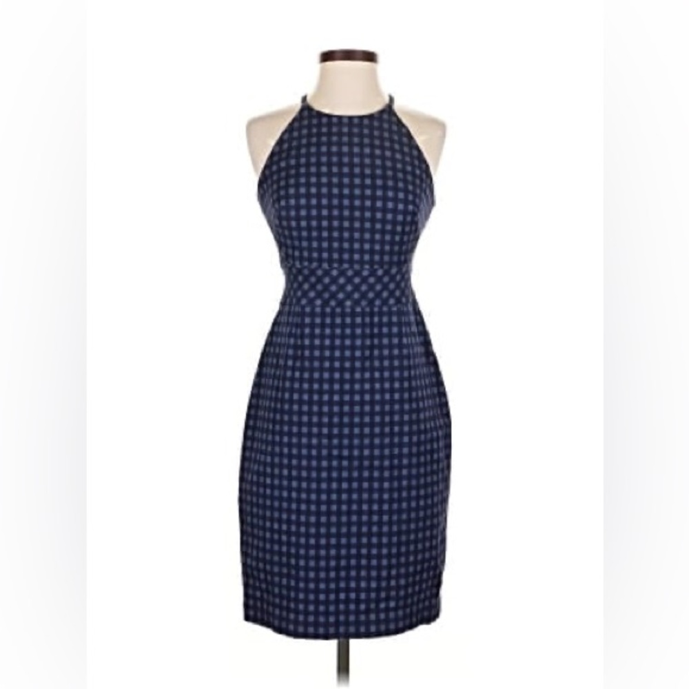Banana Republic Navy Checkered Midi Dress